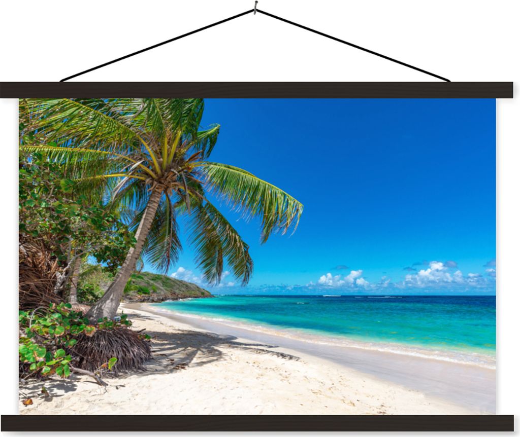 MuchoWow Textilposter Strand - Meer - Tropisch 60x40 cm mit schwarzem Rahmen - Hölzernes