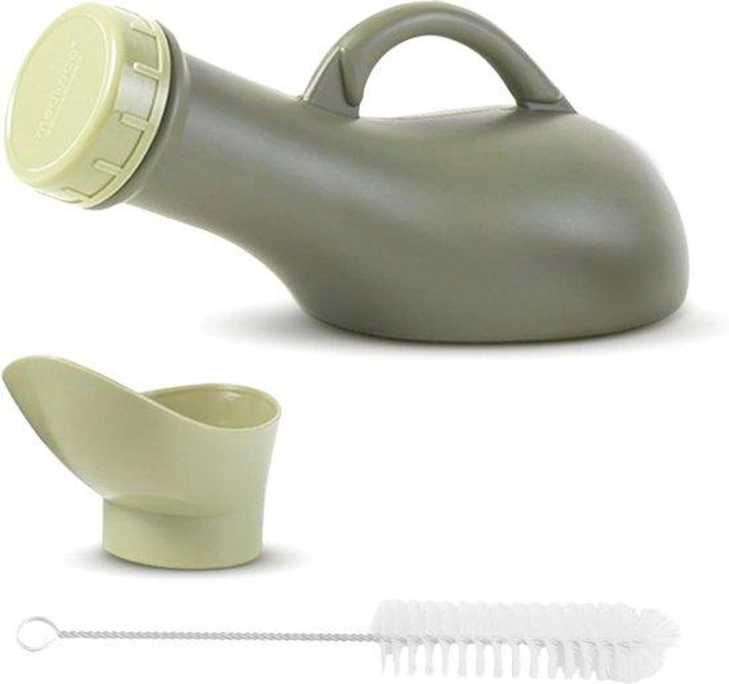 Portable Urineflasche für Männer und Frauen - Unisex Hygienisches Urinierbecken mit Bürste - 1000 ml