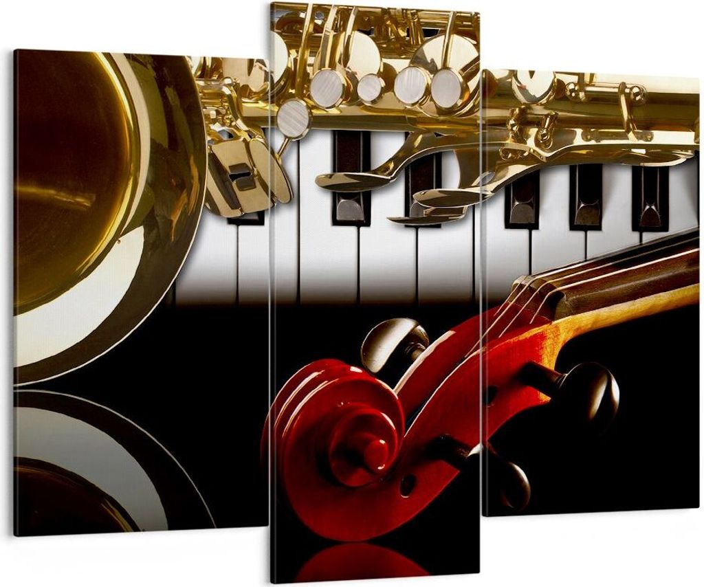 Bild auf Leinwand - Leinwandbild - Klaviertasten Musik Instrumente - 130x100cm - Wand Bild - Wanddeko - Leinwanddruck - Bilder - Kunstdruck - Leinw...