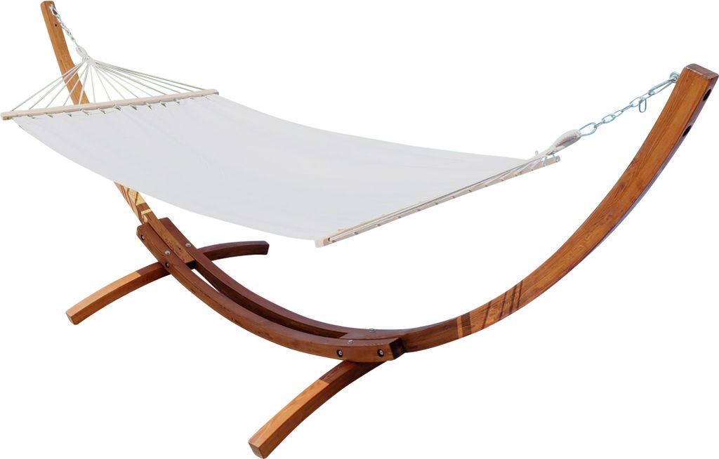 ALEOS. 350cm Hängemattengestell LUCIA Hängematte mit Gestell aus Holz Lärche mit Stabhängematte