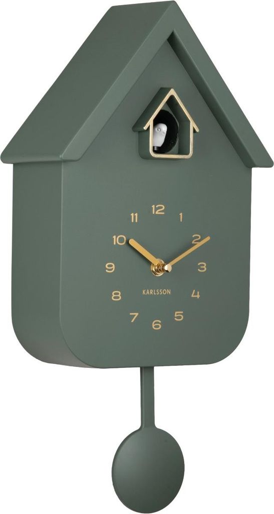 Karlsson - Wanduhr Solo Color Cuckoo - Dschungelgrün - Produktbild 