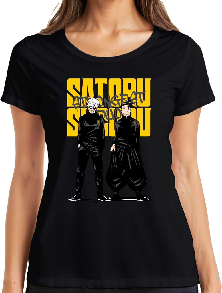 Satoru Gojo Geto Strongest Duo Jujutsu Kaisen Anime Ästhetik Japan Y2K Damen T-Shirt, Schwarz, XXL