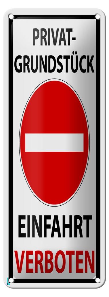 Blechschild Hinweis Privat Einfahrt verboten, 27x10 cm, Blechschilder Achtung Widerrechtlich