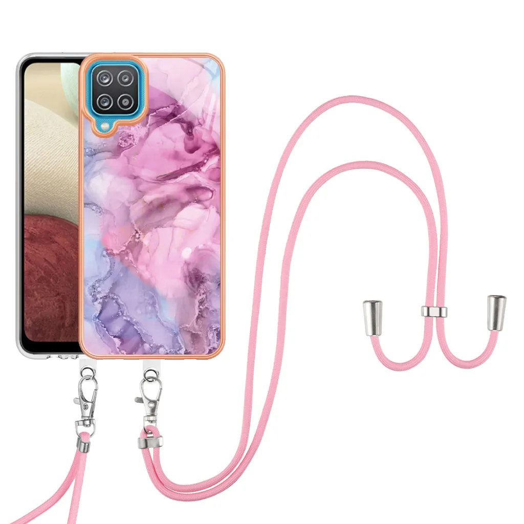 Custodia Samsung A12 Rosa Professionale - Cover TPU con Tracolla