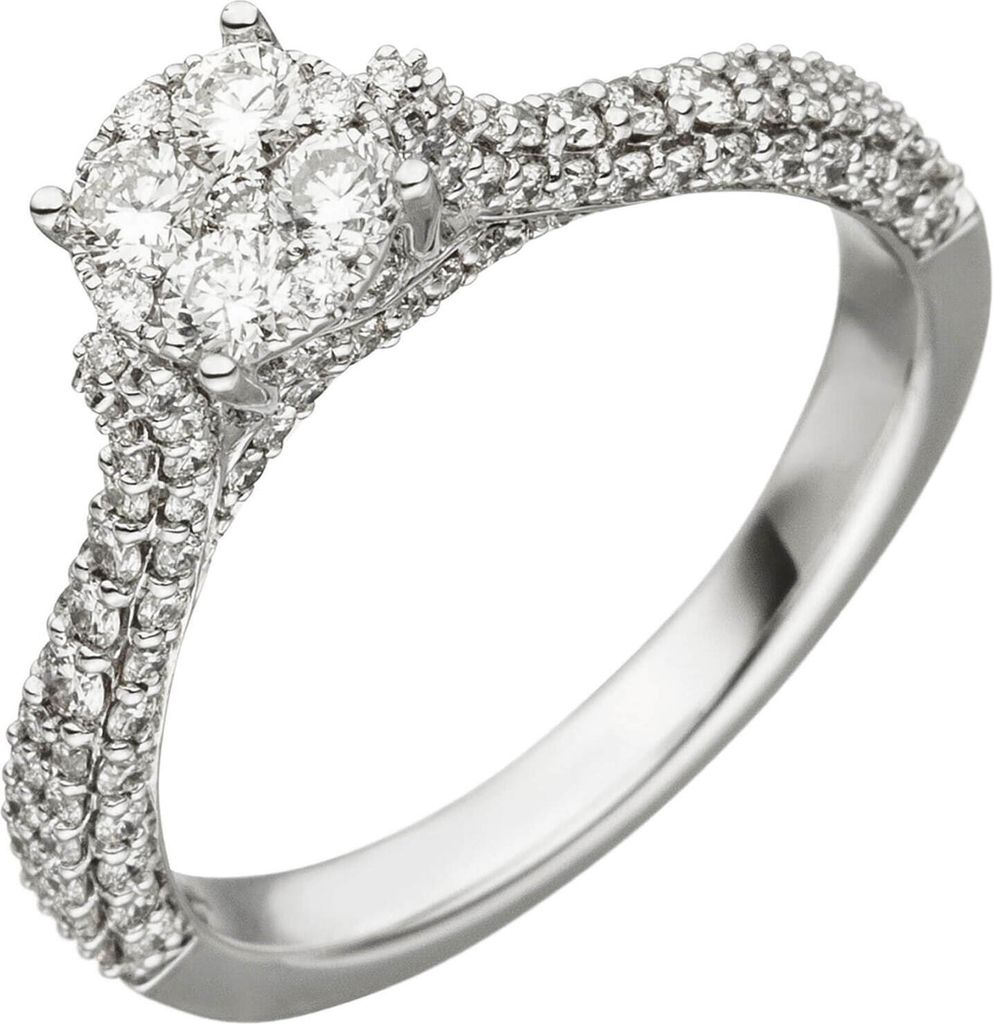 Pavé Ring aus 585 Gold Weißgold mit 119 Diamanten Brillanten 1,02 Ct W-si Innenumfang 58mm Ø18.5mm