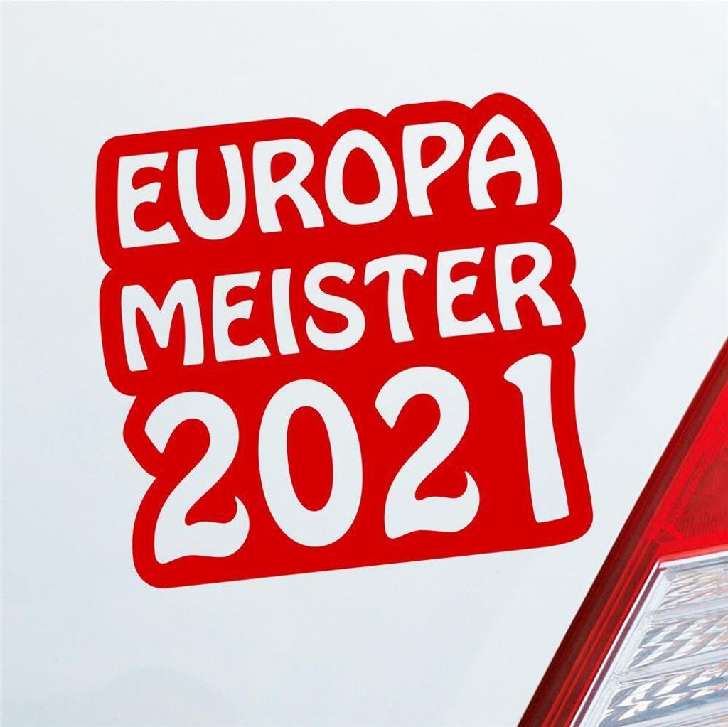 Auto Aufkleber Europameister 2021 Fußball 12x11 cm Rot Sticker Heckscheibenaufkleber