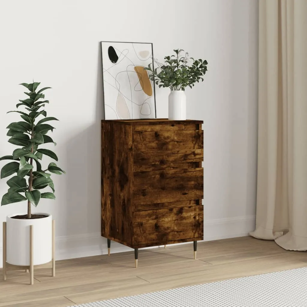 The Living Store credenza rovere fumé 40x35x70 cm materiale legno