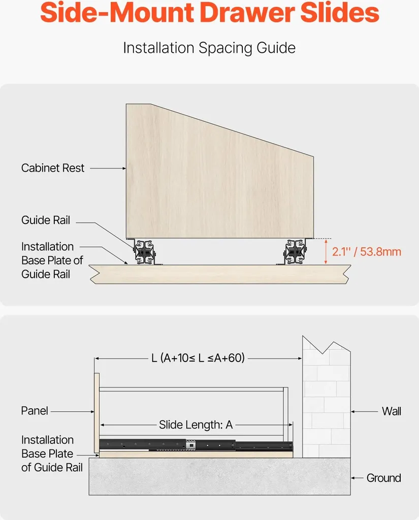 Solution tiroirs lourds rails 40cm supports de sol capacité 117kg - 3