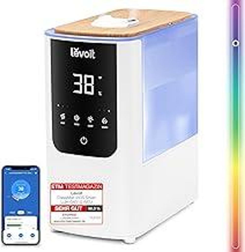 Levoit Top-Fill Luftbefeuchter, Smart Humidifier, Warm&Kalter Nebel max 550 ml/h, bis 40?, leise Raumbefeuchter mit Nachtlicht für Kinderzimmer, P...