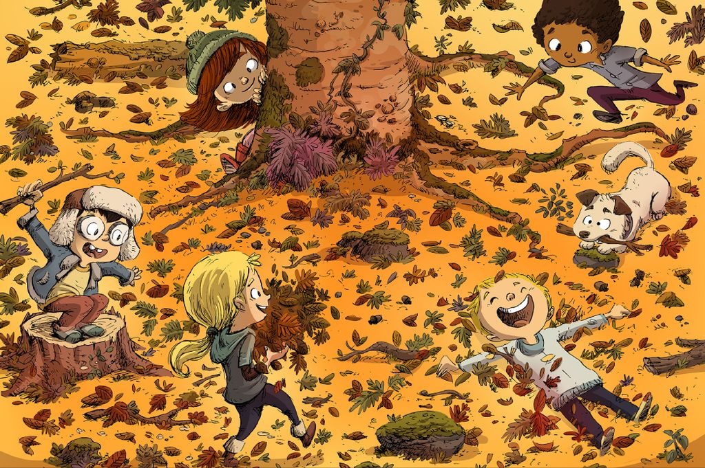 Muralo Fototapete Kinderzimmer 405 (B) x 270 (H) cm Vlies Tapete Wandtapeten Wald Blätter Kinder Kinderwelt Jugend moderne Wandbilder XXL Kinder W...