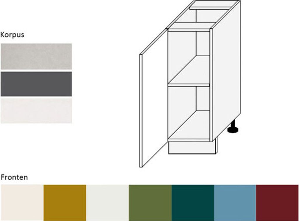 Küchenschrank Unterschrank 30cm Korpus- & lackierte Frontfarbe wählbar (RI-D1D/30)