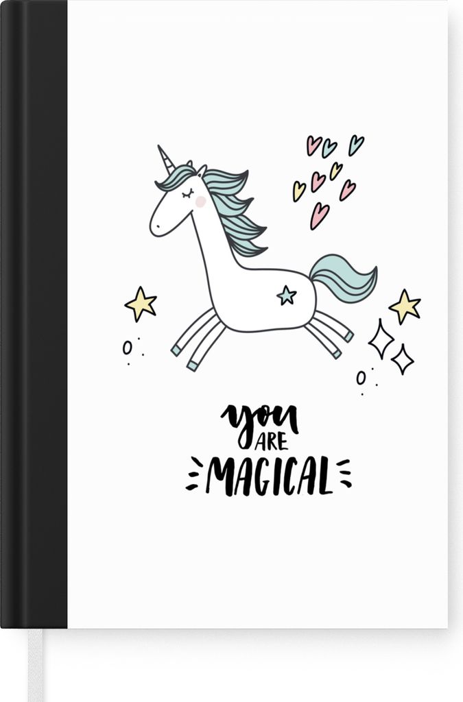 MuchoWow Notizbuch Tagebuch Haushaltsbuch Notebook A5 Einhorn - Kinder - Zitate - Du bist magisch - Mädchen - Notizblock - Notizheft - Notebook ...