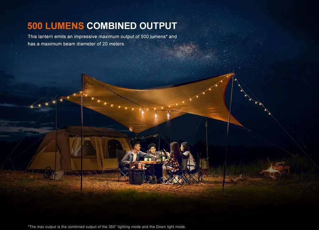 Lampe de Camping Fenix CL22R Olive avec Éclairage 360 Degrés et USB-C
