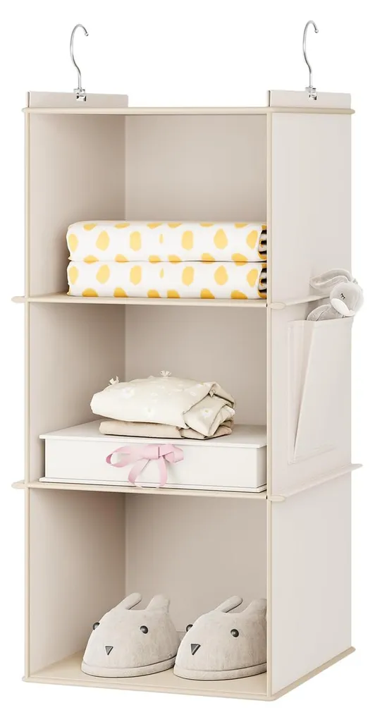 Rangement suspendu renforcé en bambou et MDF beige à 3 compartiments