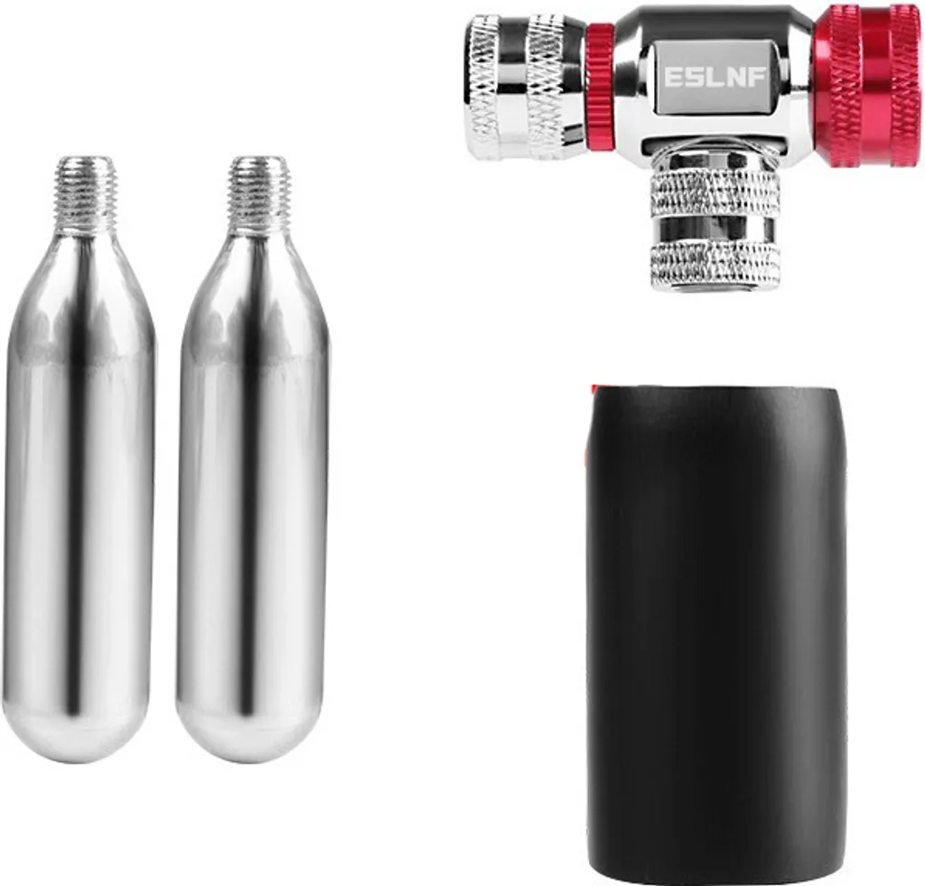 INF Gonfiatore CO2 Alta Pressione - Lega Rosso/Argento + 2 Cartucce - 1