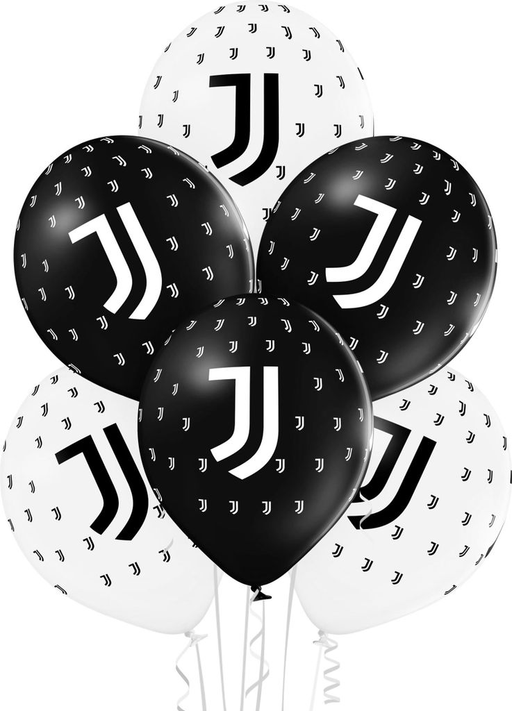 Juventus-Luftballons Deko 12 Stück schwarz-weiss 30cm - Einheitsgröße