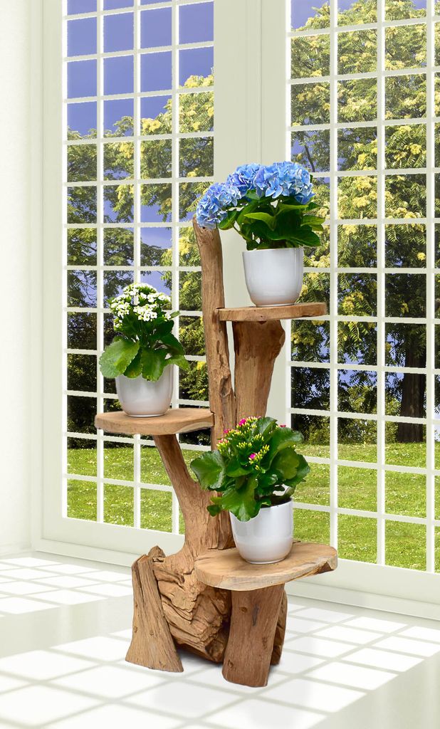 Teak Blumenständer Blumenpodest Pflanzentreppe Ständer Produktbild 7