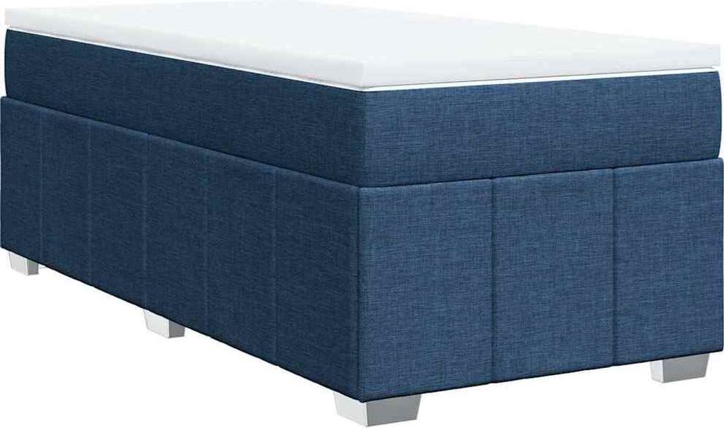 vidaXL Boxspringbett mit Matratze Blau 100x200 cm Stoff