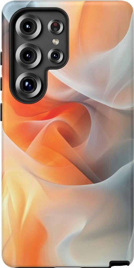 Abstraktes Orange-Grau mit fließenden Formen – Hülle Kompatibel mit Galaxy S25 Ultra