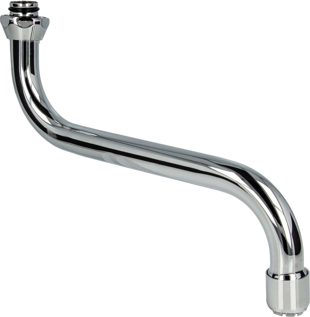 tecuro S-Auslauf für Niederdruck Wand-Armaturen 3/4 Zoll konisch dichtend, Länge 250 mm, Messing verchromt