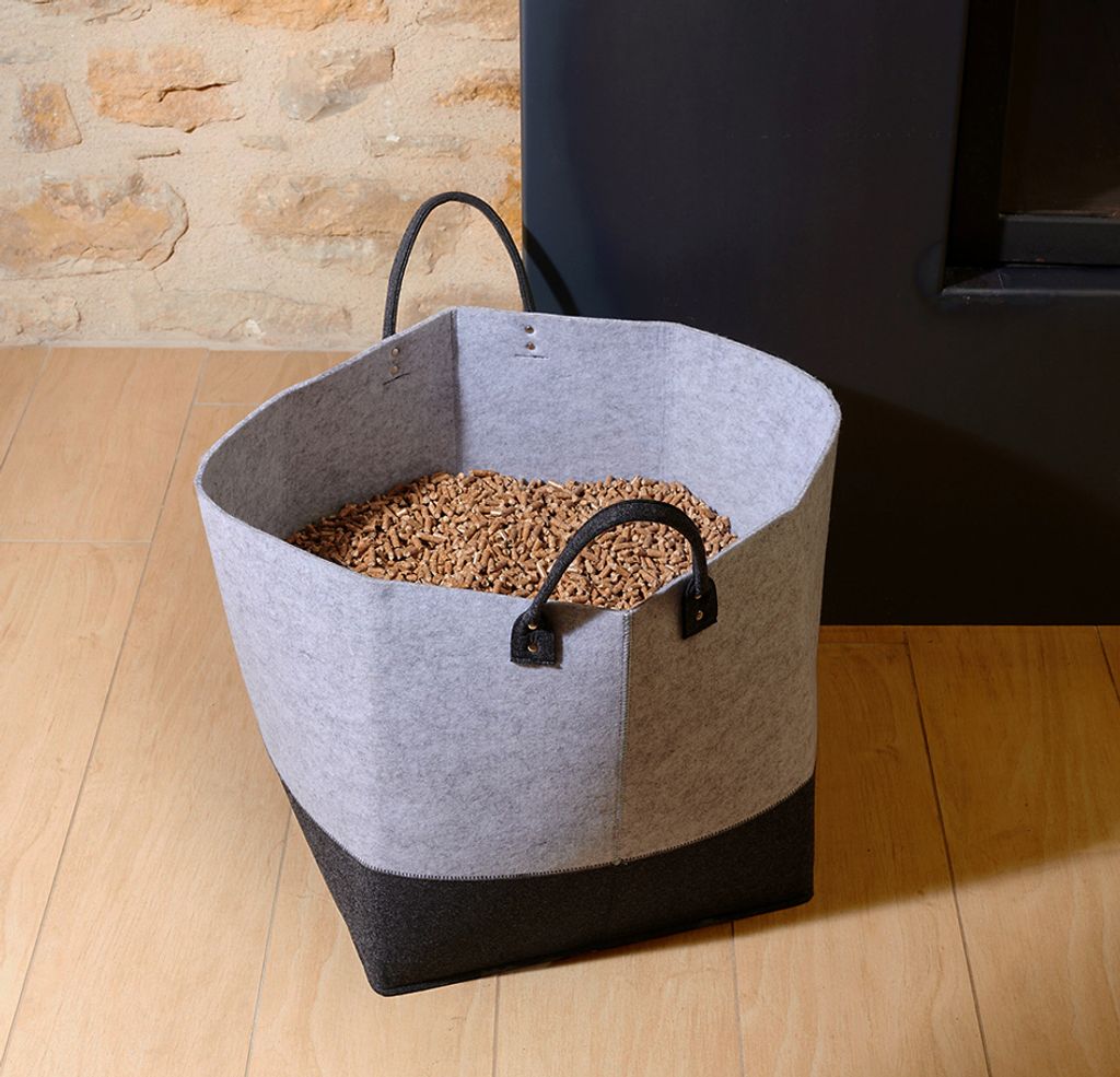 EDA Pellet-Tasche aus Filz 60 Liter grau / schwarz