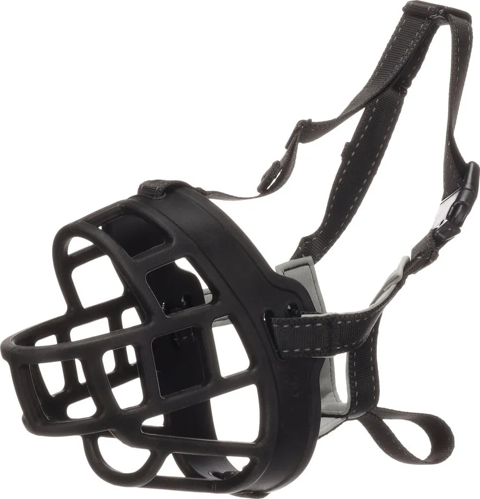 Muselière pour chien Flamingo Benzo noire en nylon réglable et durable