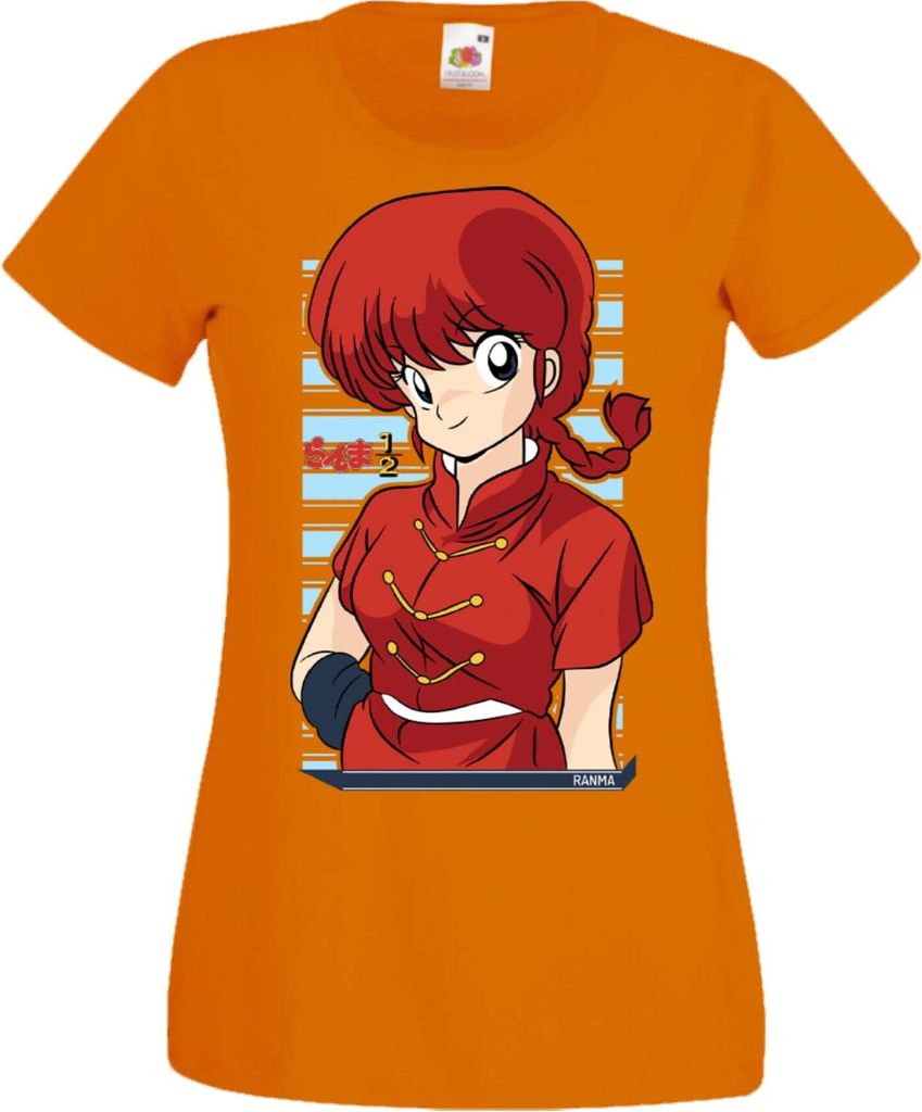 Damen T-Shirt Manga Anime Ranma Saotome, Lady L / Orange