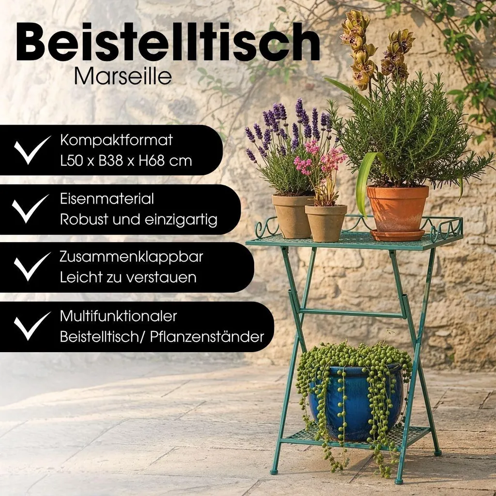 Mobilier de Balcon pour Petits Espaces - Table d'Appoint Verte Fer