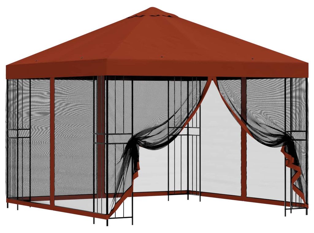 Garten Pavillon mit Seitenwänden 3 x 3 m Terrakotta
