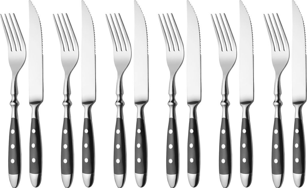 GRÄWE Steak-/Pizzabesteck 12-tlg., Serie Nürnberg, SCHWARZ Produktbild 