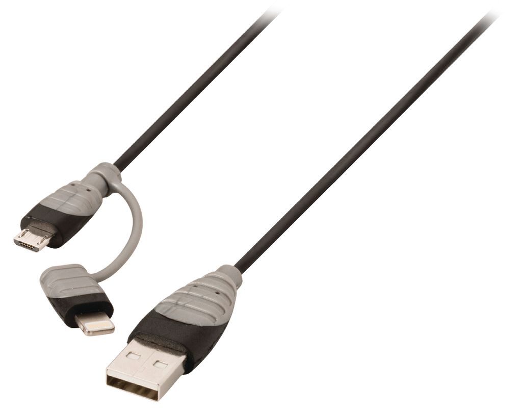 Bandridge BBM39400B10 2-in-1 Daten und Ladekabel Usb Micro-b Male + Lightning Adapter - A Male 1.00 M Schwarz