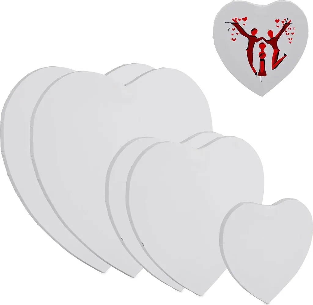 set di 6 cuori in tela relaxdays