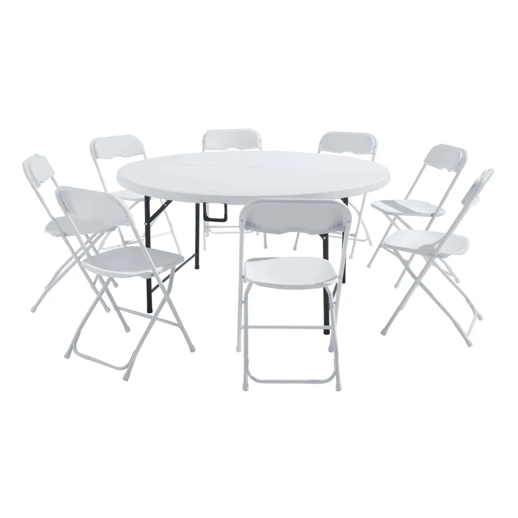Ensemble table pliante et 8 chaises Oviala REKKEM pour réception 180cm
