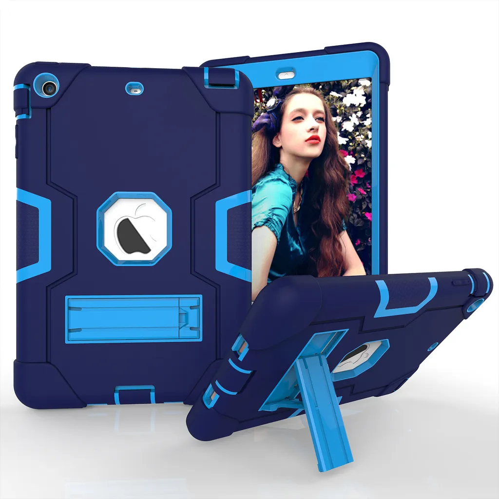 Custodia per iPad Mini 1/2/3 Gen, Custodia protettiva ibrida a tre strati resistente agli urti con supporto blu