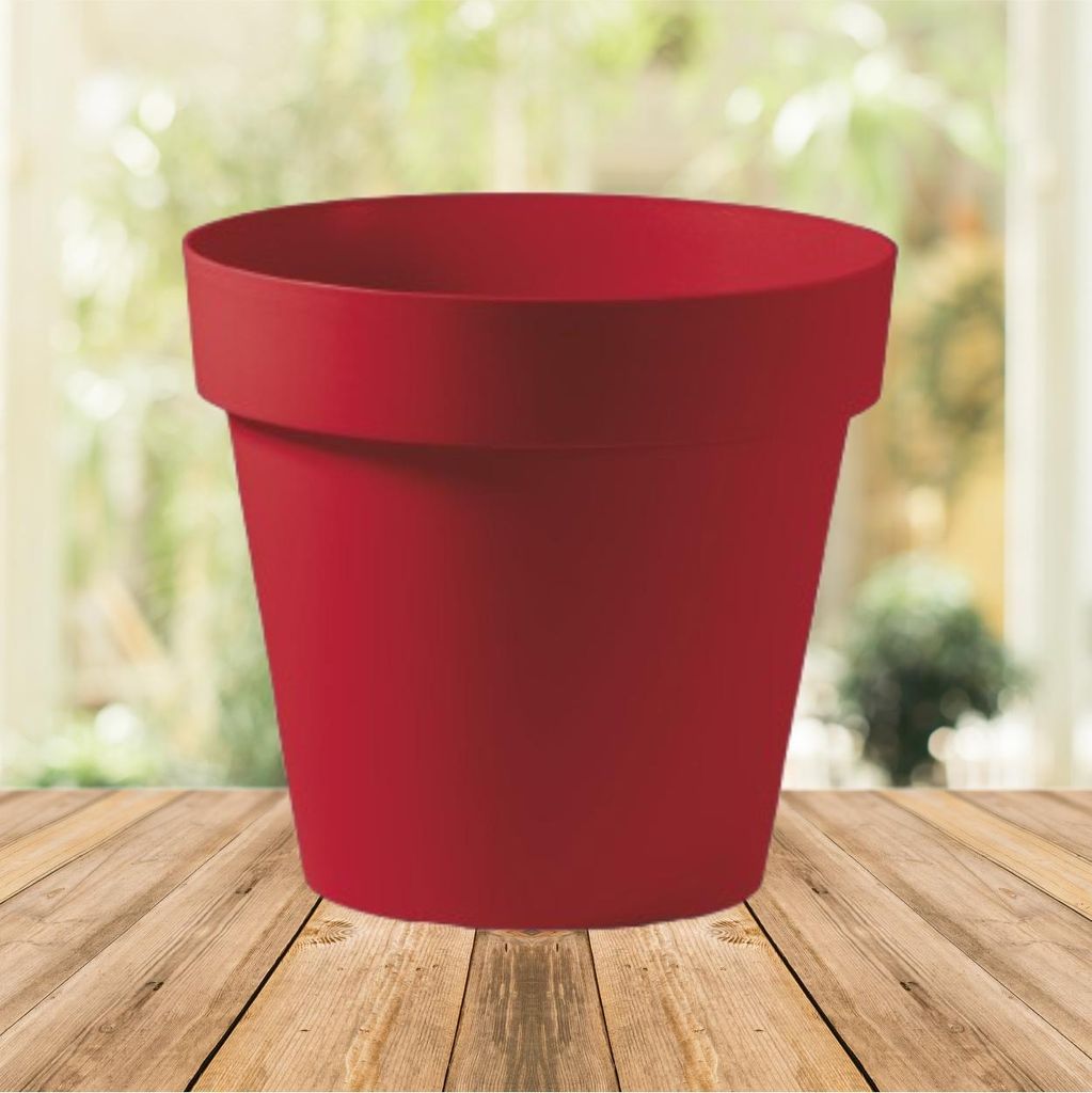 Central Garden Round Blumentopf in rot in 50 cm Durchmesser, mit Rollen