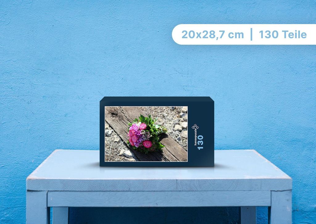 hansepuzzle 109189 - Blumenstrauß Puzzle, 130 Teile, Natur, 28,7 x 20,0cm mit hochwertiger Aufbewahrung, Kartonbox und wiederverschließbarem Beutel