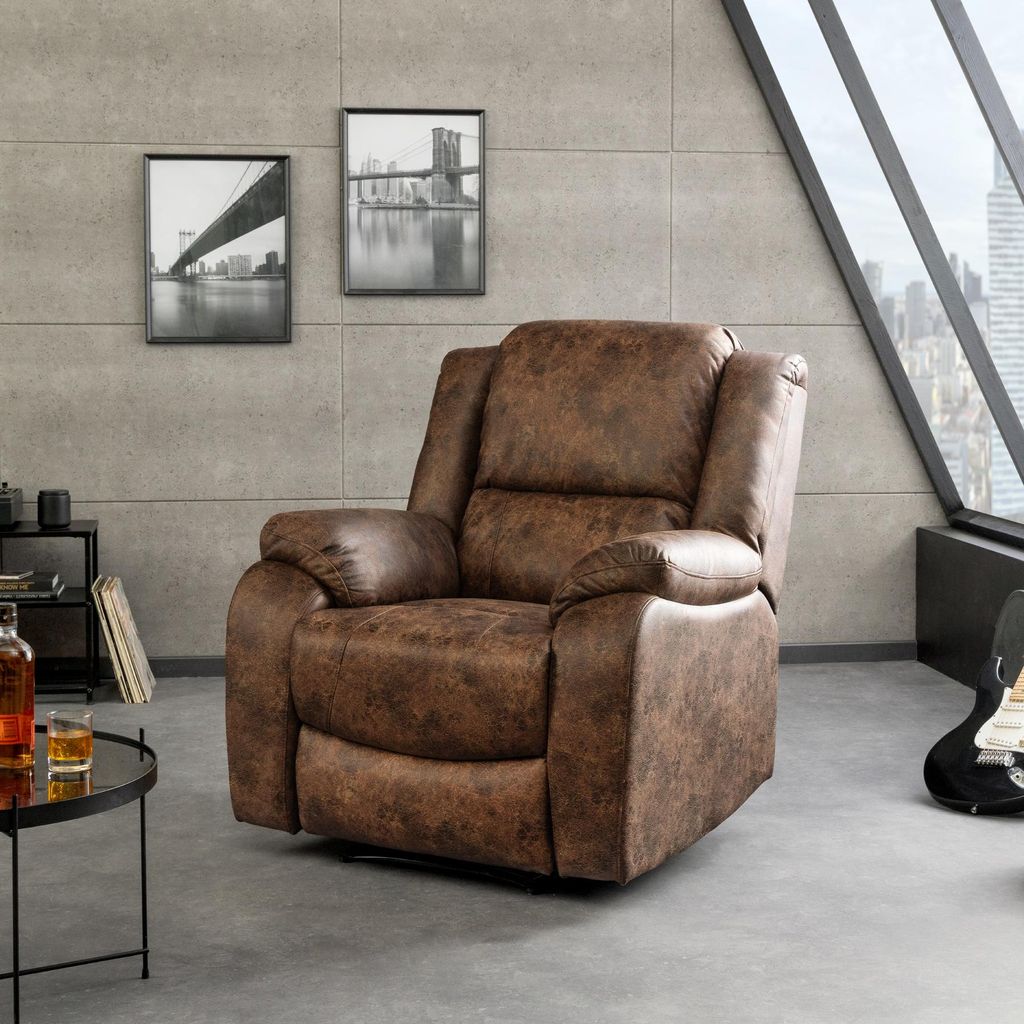 riess-ambiente Komfortabler Kinosessel HOLLYWOOD antik braun Polyester verstellbare Rückenlehne Relaxsessel