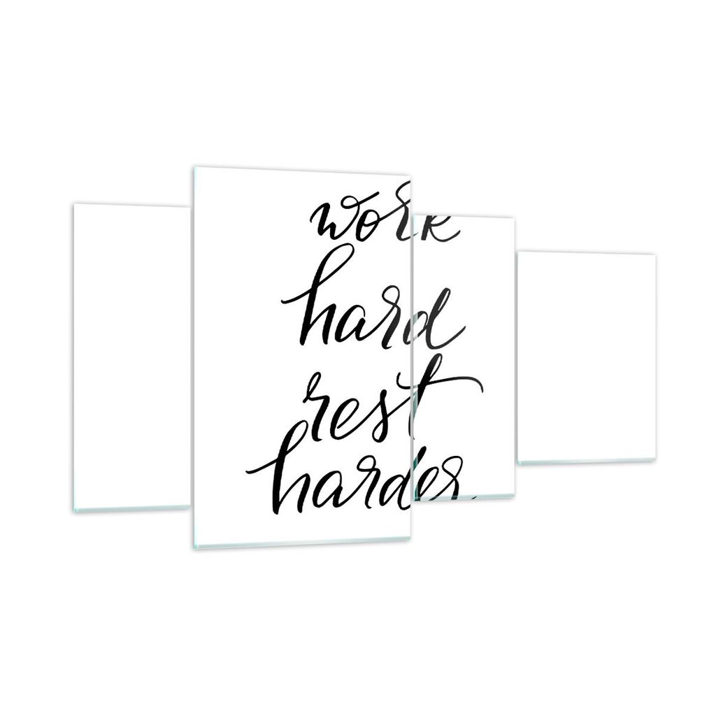 Bilder auf glas - 4 Teile - Hart Arbeit Ruhe - 120x70cm - Glasbilder - Wandbilder - Bilder - zum Aufhängen bereit - Wanddekoration aus Glas - Glas...