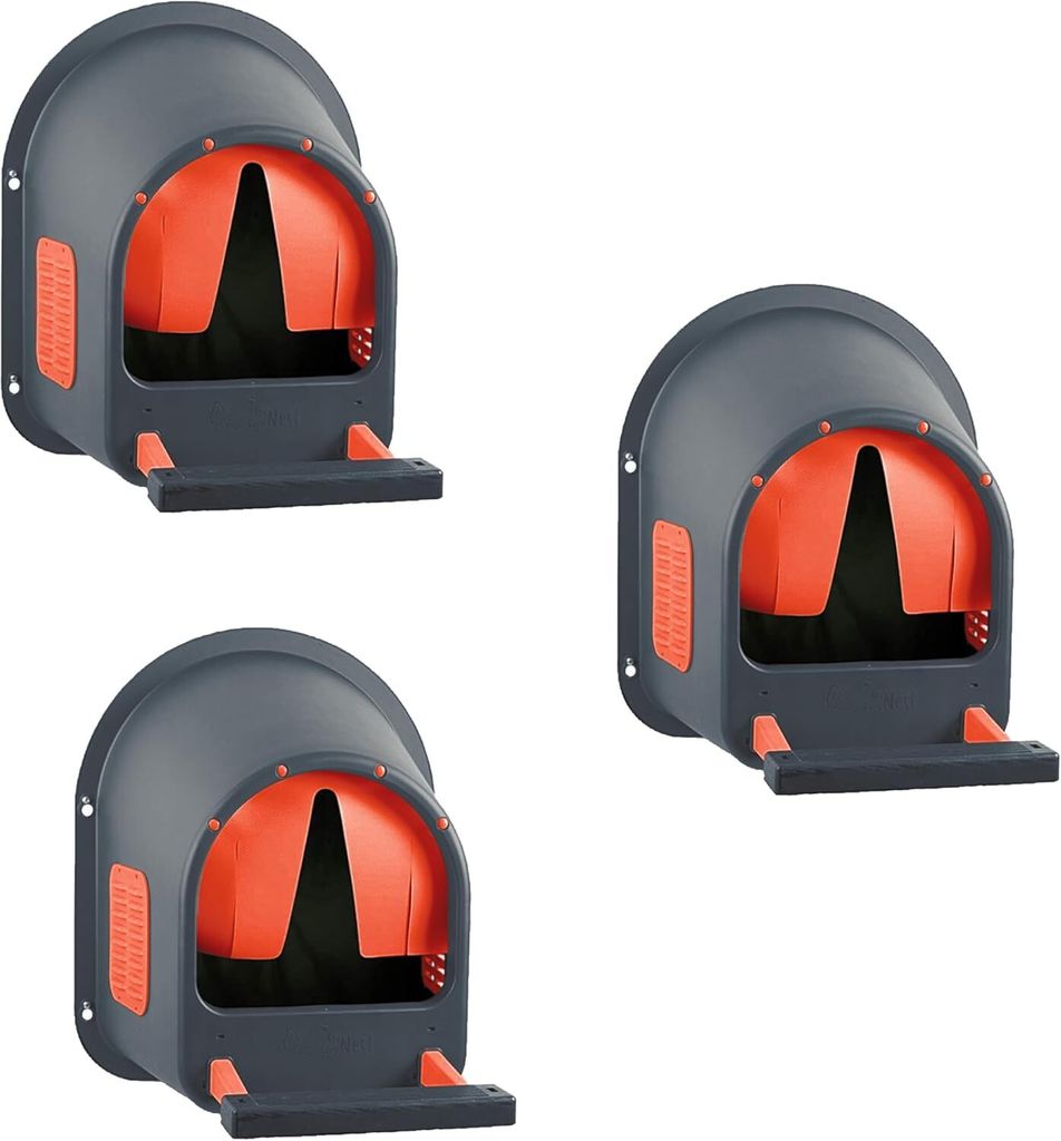 Legenest für Hühner in Anthrazit/Rot - MyCozyNest -Legenest für bis zu 5 Hühner zur Wandmontage - Hühnernest - Geflügelnest (3er-Pack)