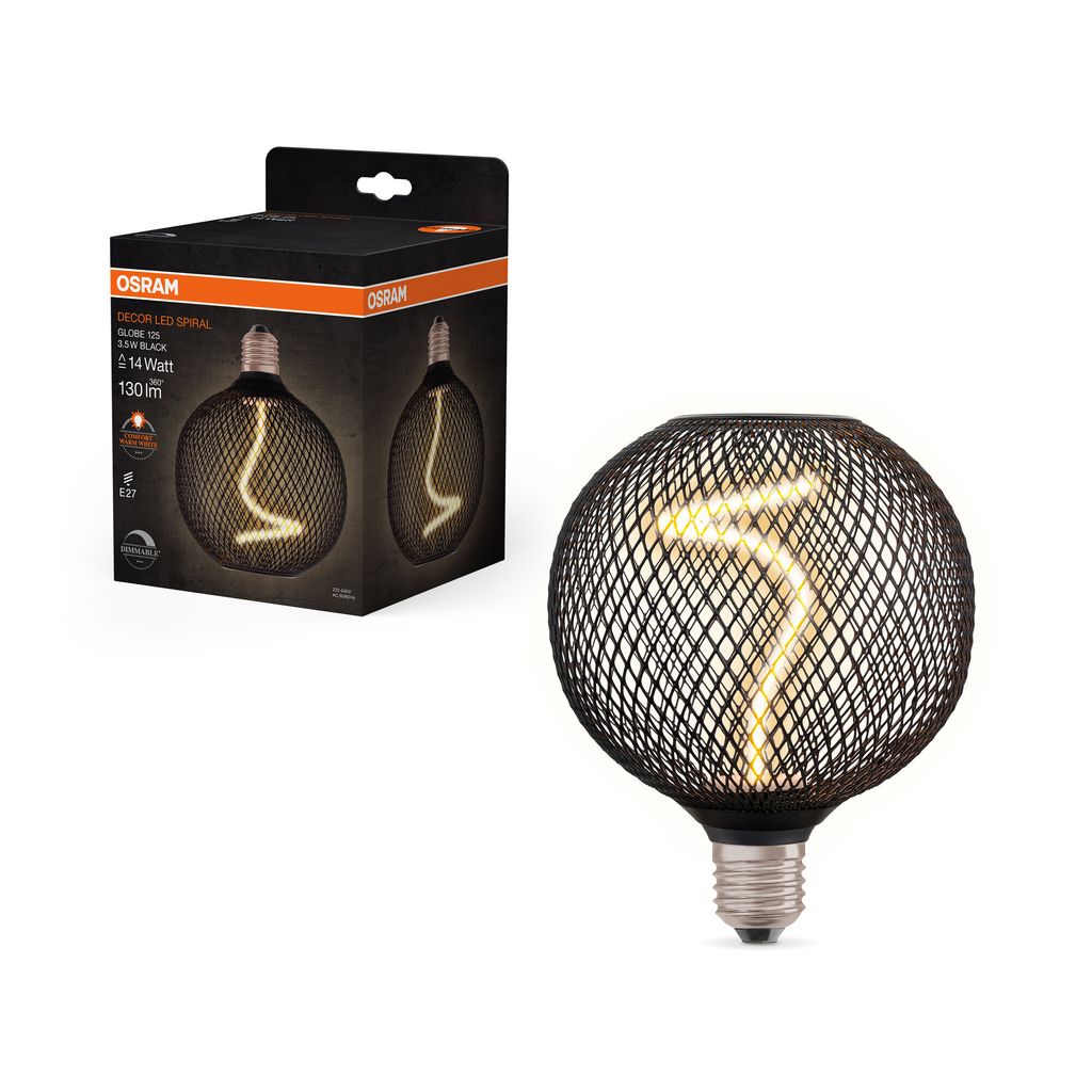 Led Lampa Decor Spir Gl125 Black/Dim 3.5W/818 E27 Ledvance Obrázok produktu 