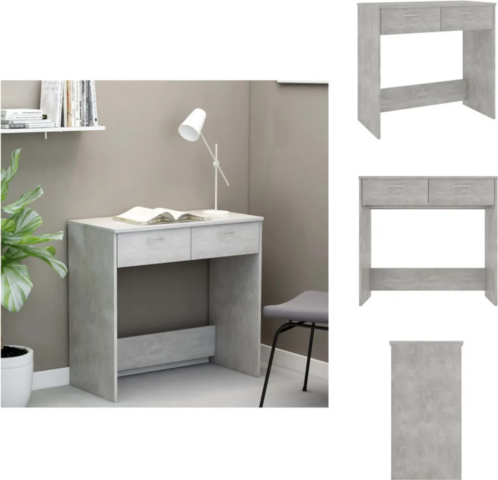 Scrivania d'Arredo vidaXL 80x40x75 cm Grigio Cemento - Look Industrial