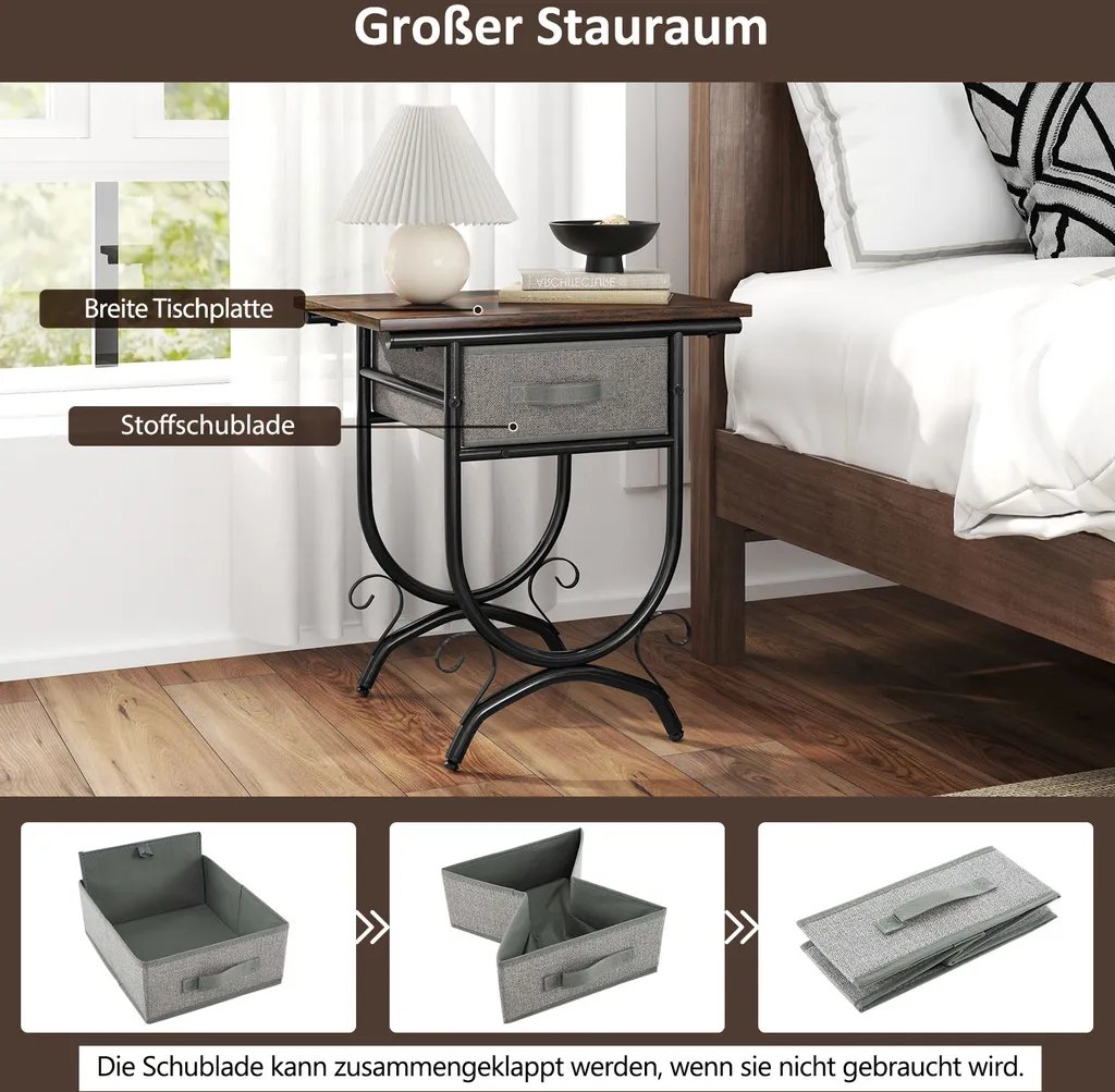 Table d'appoint stable pour petits espaces avec tiroir de rangement 2H - 6
