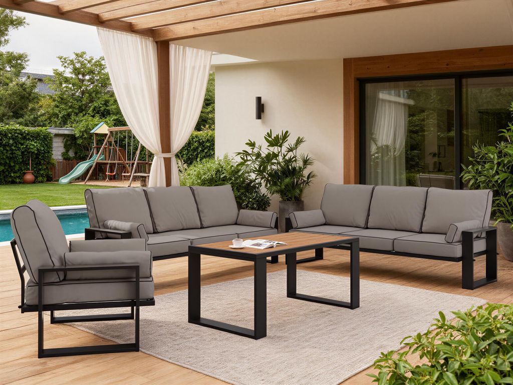 MKS MEBLE Terrassenmöbel Set, Gartenlounge Set für 7 Personen mit zwei Sofas, Sessel und Tisch, Gartenmöbel auf Metallbeinen, Sitzgruppe Garten ...