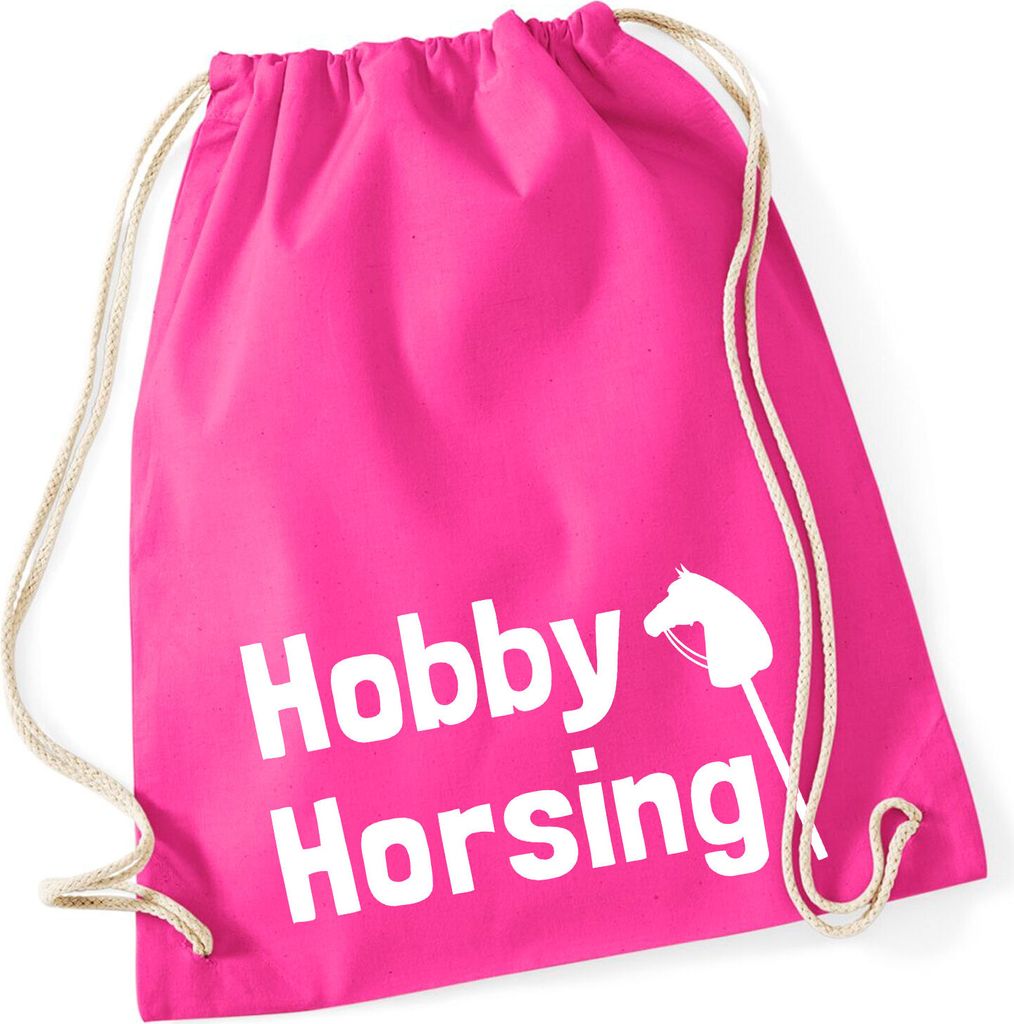 Huuraa Turnbeutel Hobby Horsing Steckenpferd 12 Liter Fuchsia Baumwolle Rucksack Geschenkidee