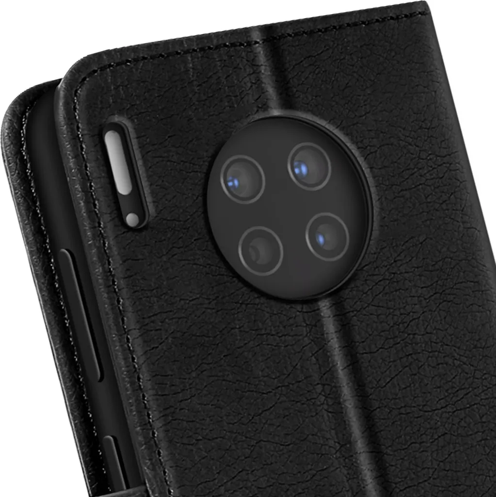 Asuwish Custodia A Portafoglio Per Huawei P30 Con Pelle, Supporto E Catenina – Protezione 360° (Nero)