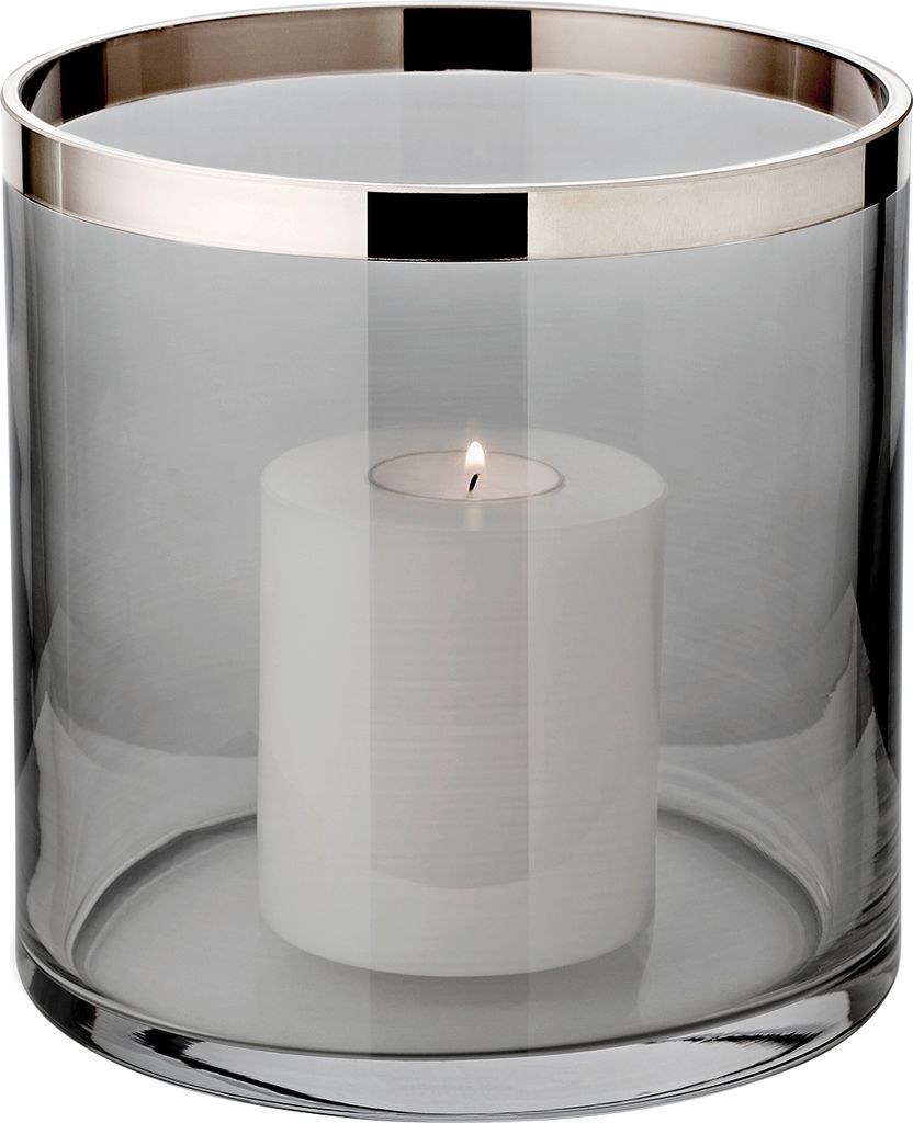 Windlicht Zeus (H 25 cm, ø 18 cm), dunkles Kristallglas mit Produktbild