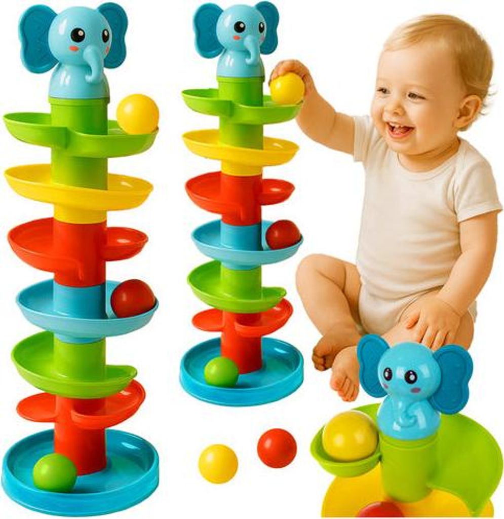 Bällebad für Kleinkinder mit Spiralrutsche, 6 Bälle, ab 18 m