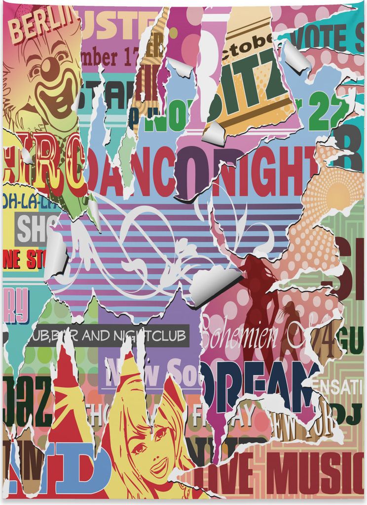 Abakuhaus Jahrgang Wandteppich, Alter gerissener Poster-Effekt aus Weiches Mikrofaser Stoff Kein Verblassen Klare Farben Waschbar, 110 x 150 cm, Ge...