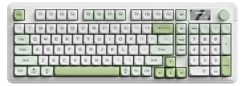 INF Tri-Mode 98-Tasten Bluetooth-Tastatur für Laptop, ABS, RGB, USB-C Grün