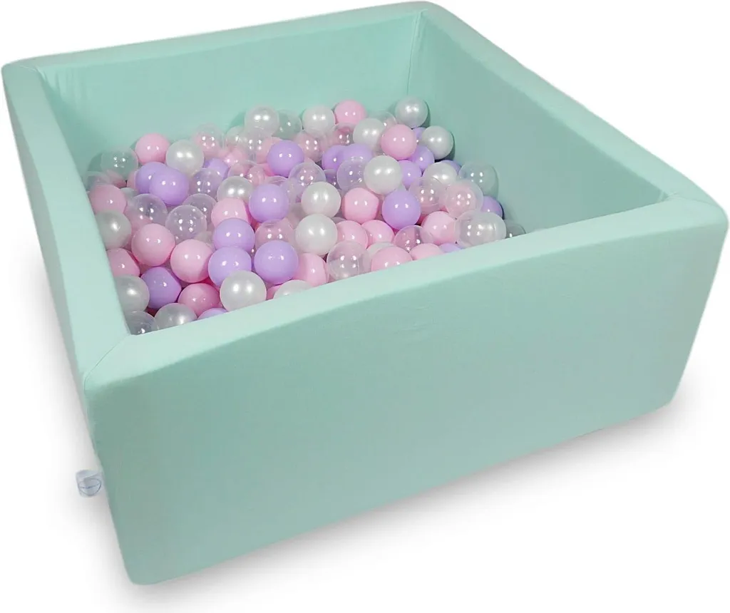 Aire de jeu sécurisée 90x90 cm menthe : piscine à balles sans BPA